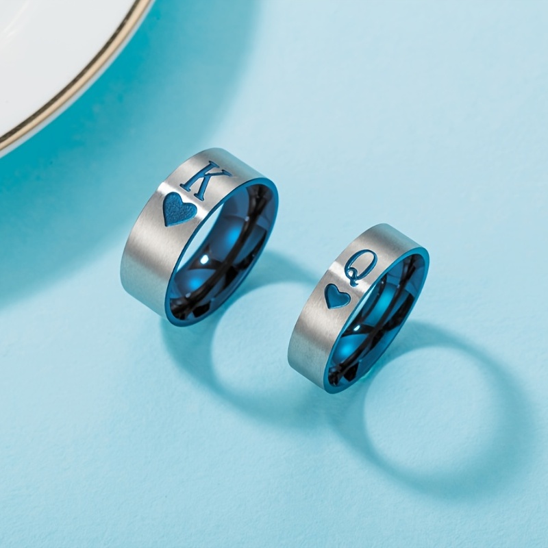 1pc KING QUEEN Titanium Steel Couple Ring